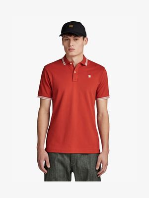 G-Star Men's Dunda Slim Stripe Red Polo Shirt
