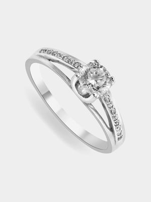 Sterling Silver Cubic Zirconia Solitaire Brooklyn Ring