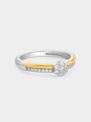 Yellow Gold & Sterling Silver Lab Grown Diamond Blossom Cluster Ring