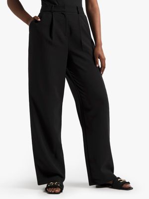 Women's Black Wide Leg Suit Trousers