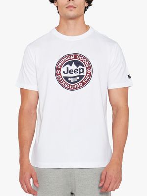 Men's Jeep White Fashion Graphic T-Shirt