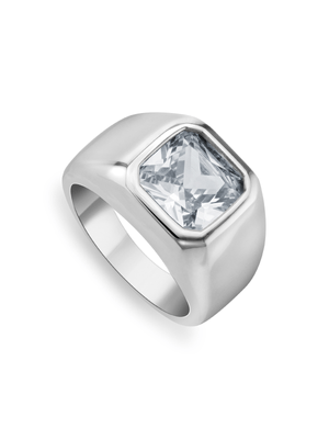 Stainless Steel & Cubic Zirconia Men’s Bezel Ring