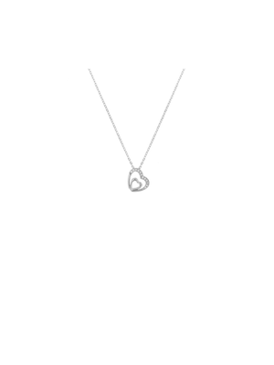 Miss Swiss Sterling Silver Cubic Zirconia Double Heart Pendant Necklace