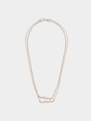 Girl's Silver & Rose Gold Best Friends Necklace Set