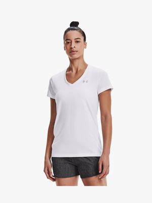 Womens Under Armour Tec Solid Short Sleeve White Tee