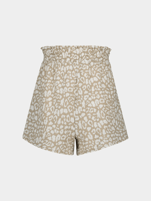 Older Girl's Animal Stone Paperbag Shorts