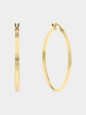 Yellow Gold & Sterling Silver, Knife Edged Hoops