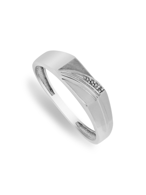 Sterling Silver & Diamond Diagonal Design Men’s Ring