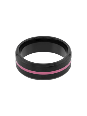 Stainless Steel Pink Center Line Detail Ring