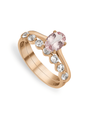 Rose Gold Morganite & Created White Sapphire Twinset Ring