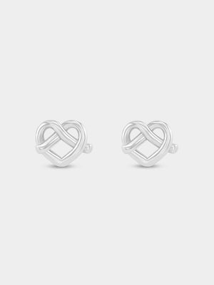 Sterling Silver Cubic Zirconia Love Knot Stud Earrings