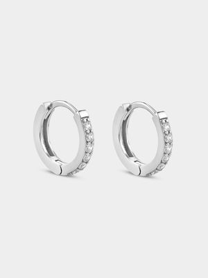 Sterling Silver Cubic Zirconia Small Hoop Earrings