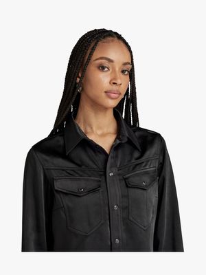 G-Star Women's Slim Satin Black Shirt