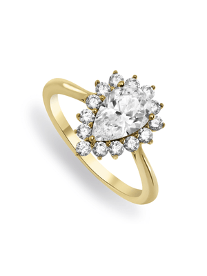 Yellow Gold Cubic Zirconia Pear Cluster Ring