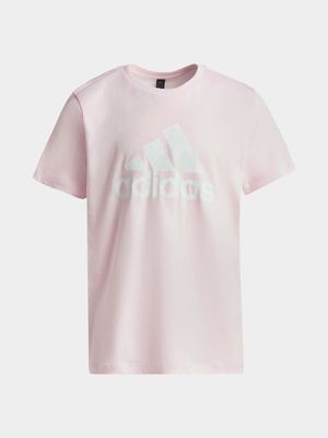 Girls adidas Badge Of Sport Pink/White Tee