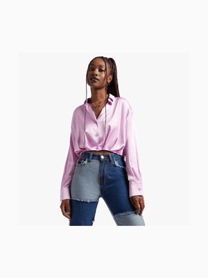 Women's Lilac Pleated Hem Shirt