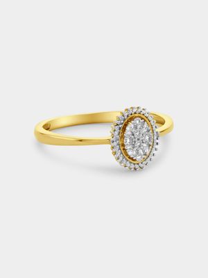 Yellow Gold 0.03ct Diamond Starlight Oval Filigree Ring
