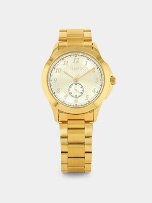 Tempo Gold Plated Champagne Dial Bracelet Watch