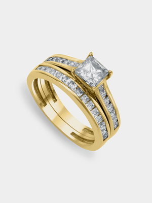 Yellow Gold , Cubic Zirconia Twinset Rings