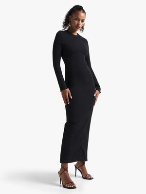 Women's Black Long Sleeve Denim Bodycon Dress