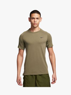 Mens Nike Dri-Fit Flex Khaki Short Sleeve Top