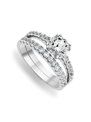 White Gold Cubic Zirconia Women’s Twinset Ring