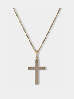 Sterling Silver & Yellow Gold Classic Plain Cross on a chain
