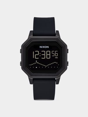 Nixon Women's Siren Stainless Steel All Black Plated Digital Silicone Watch