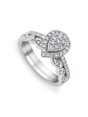 White Gold 0.50ct Diamond Vintage-Style Pear Twinset Ring