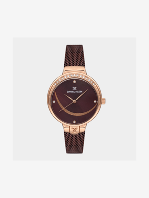 Daniel Klein Rose Plated Berry Dial Mesh Watch