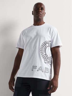 Fabiani Men's Embroidered Side Crest White T-Shirt