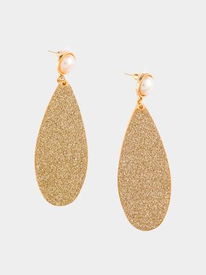 Pearl Glitter Drop Earrings - Jewellery