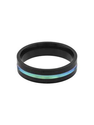 Stainless Steel Holographic Single Stripe Ring