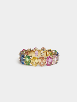 18ct Gold Plated Multi-Colour Oval Eternity Ring