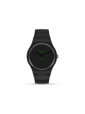 Swatch Neuzeit Bio-Souced Black Silicone Watch