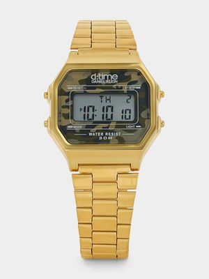 Daniel Klein Gold Plated Camo Digital Bracelet Watch