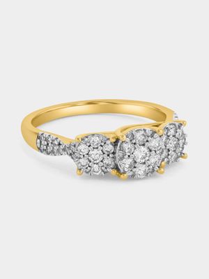 Yellow Gold 0.50ct Diamond Multi-Stone Trilogy Ring