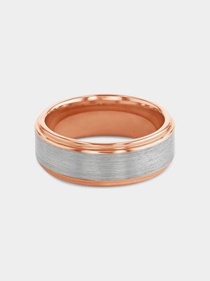 Tungsten Rose Plated Men’s Matte Centre Stripe Ring