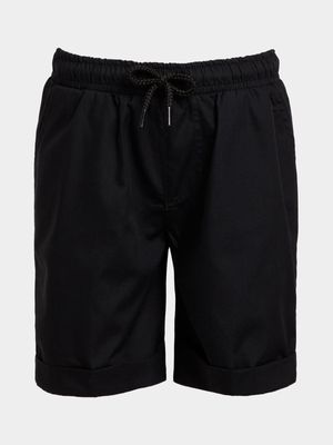 Younger Boy's Black Poplin Shorts