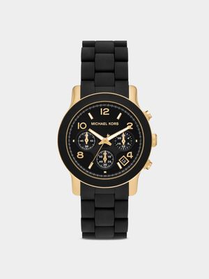Michael Kors Runway Gold Plated Stainless Steel Chronograph Silicone Watch