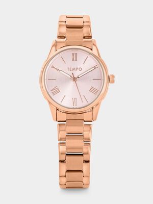 Tempo Rose Plated Pink Dial Bracelet Watch