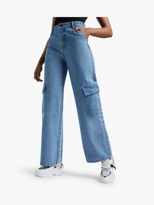 Women's Mid Wash Carpenter Utility Jeans
