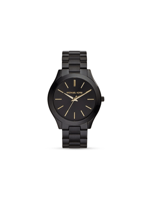 Michael Kors Ladies Slim Runway Black Toned Bracelet Watch