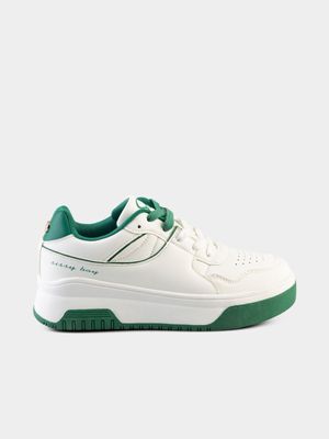 Women's Sissy Boy White & Green Sneakers