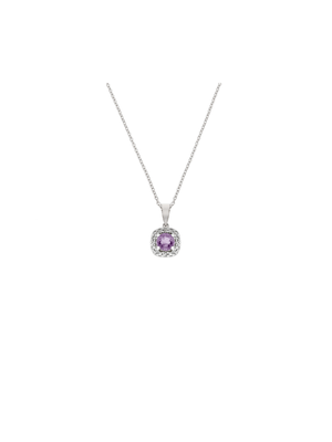 Sterling Silver Cubic Zirconia February Pendant Necklace