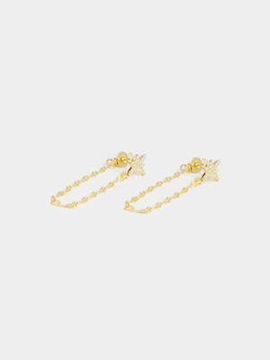 18ct Gold Plated North Star Chain Stud Earrings