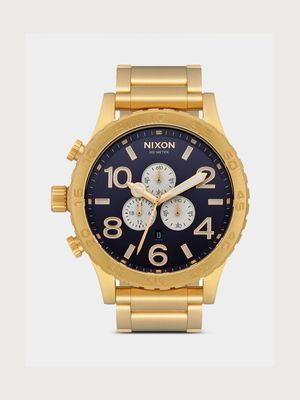 Nixon Men's 51-30 Chrono Indigo Dial & Gold Plated Stainless Steel Watch