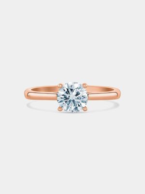 Rose Gold Aquamarine & Diamond Solitaire Ring