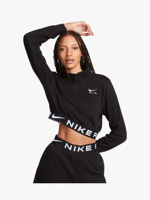 Womens Nike Air Cropped Black Fleece Top