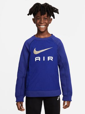 Boys Nike Sportswear Air Blue Crew Top